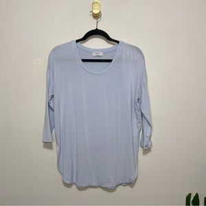 Aritzia Babaton Light Blue Basic Curved Hem 3/4 Length Sleeve Top